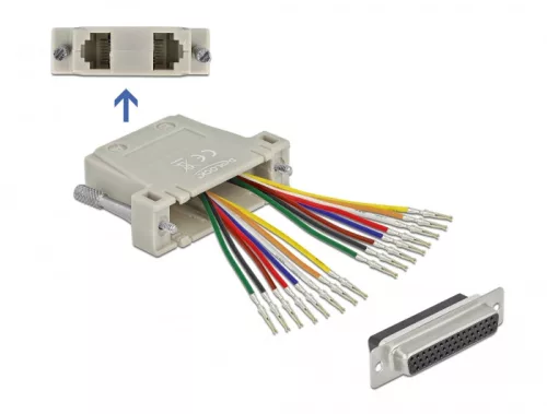 Delock D-Sub HD 44 tűs krimp anya - 2 x RJ45 anya eszközkészlettel bézs színben (DL-66836)