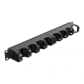   Delock 19  kábelrendező menetpanel 10 zárt kábel menettel, 1U fekete (DL-66849)