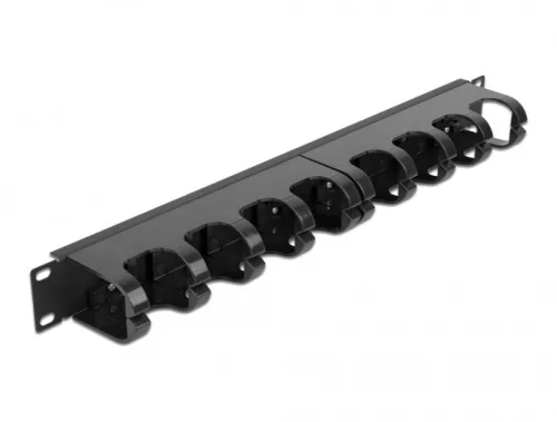 Delock 19  kábelrendező menetpanel 10 zárt kábel menettel, 1U fekete (DL-66849)