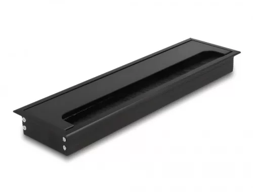 Delock Kábel tömítő/rendező asztalba szerelt változathoz kefével 300 x 80 x 28 mm méretű, fekete (DL-66858)