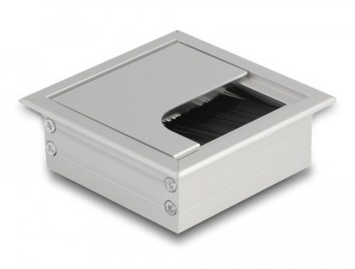 Delock Kábel tömítő/rendező asztalba szerelt változathoz kefével 80 x 80 x 28 mm méretű, ezüst
