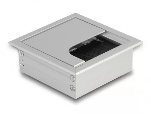 Delock Kábel tömítő/rendező asztalba szerelt változathoz kefével 80 x 80 x 28 mm méretű, ezüst (DL-66860)