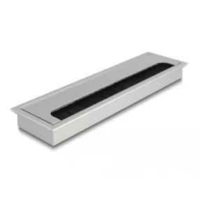   Delock Kábel tömítő/rendező asztalba szerelt változathoz kefével 280 x 80 x 28 mm méretű, ezüst (DL-66862)