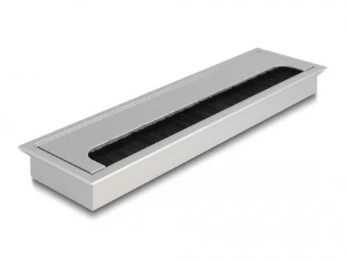 Delock Kábel tömítő/rendező asztalba szerelt változathoz kefével 280 x 80 x 28 mm méretű, ezüst (DL-66862)