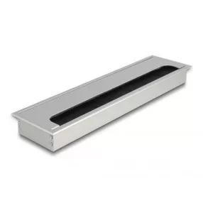   Delock Kábel tömítő/rendező asztalba szerelt változathoz kefével 300 x 80 x 28 mm méretű, ezüst (DL-66863)