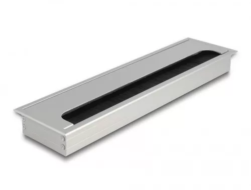 Delock Kábel tömítő/rendező asztalba szerelt változathoz kefével 300 x 80 x 28 mm méretű, ezüst (DL-66863)