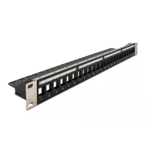  Delock 19  Keystone patchpanel terhelésmentesítővel, 24 portos, fekete (DL-66865)