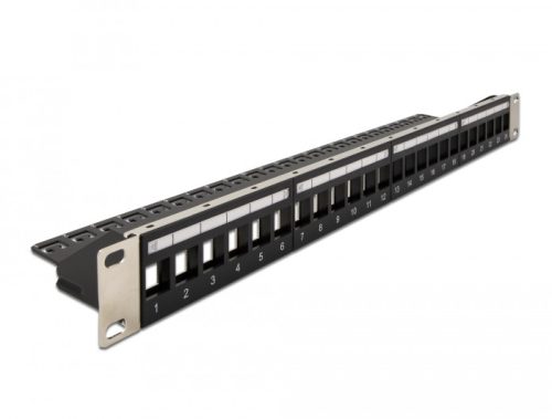 Delock 19  Keystone patchpanel terhelésmentesítővel, 24 portos, fekete