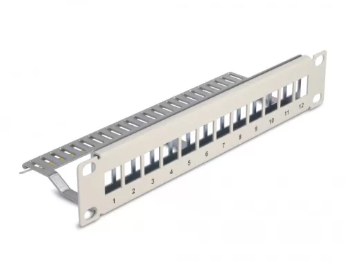 Delock 10  Keystone patch panel 12 porttal és tehermentesítővel 1U szürke (DL-66875)