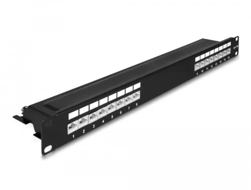 Delock 19  patch panel 16 porttal Cat.6A 1U fekete (DL-66876)