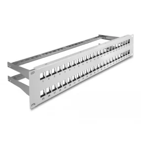  Delock 19  Keystone patch panel 48 porttal és tehermentesítőkkel 2U szürke (DL-66879)