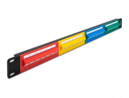 Delock 19  patch panel 24 porttal Cat.5e 1U színes (DL-66880)