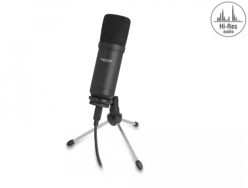 Delock Professzionális USB kondenzor mikrofon 24 Bit / 192 kHz személyi számítógéphez és laptophoz (DL-66882)