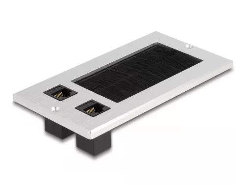 Delock Kábel bemenet kefével és 2 db. RJ45 Keystone modul Cat.6 alumínium (DL-66896)