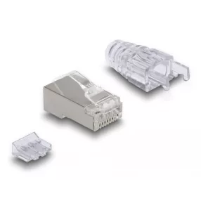   Delock RJ45 Moduláris csatlakozó hajlított kilinccsel Cat.6 és hajlítás védő borítással 50 db (DL-66904)