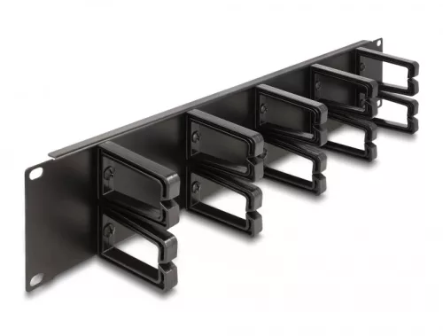 Delock 19  kábelrendező panel 10 műanyag hurokkal és 2U-val fekete (DL-66917)