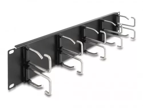 Delock 19  kábelrendező panel 10 fém hurokkal és 2U-val fekete (DL-66919)
