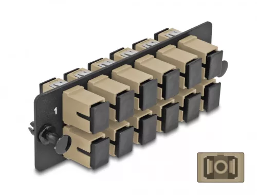 Delock Üvegszálas Adapter Panel SC Simplex OM1 / OM2 12 Port bézs (DL-66927)