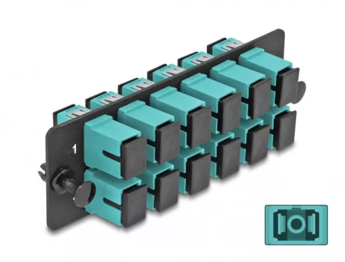 Delock Üvegszálas Adapter Panel SC Simplex OM4 12 Port vízkék (DL-66928)