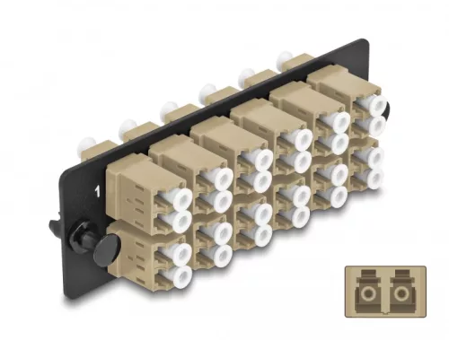 Delock Üvegszálas Adapter Panel LC Duplex OM1 / OM2 12 Port bézs (DL-66932)