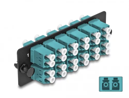 Delock Üvegszálas adapter panel LC Duplex OM4 12 port víz színű (DL-66933)