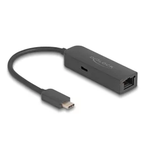   Delock Szürke USB Type-C  adapter tápellátó portos 2,5 Gigabit LAN-hez 100 watt (DL-66938)