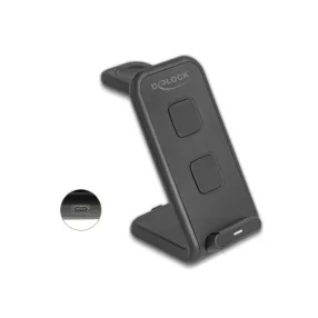   Delock vezeték nélküli töltő 3 az 1-ben 2 töltőtekerccsel 5 W / 5 W / 15 W (DL-66941)