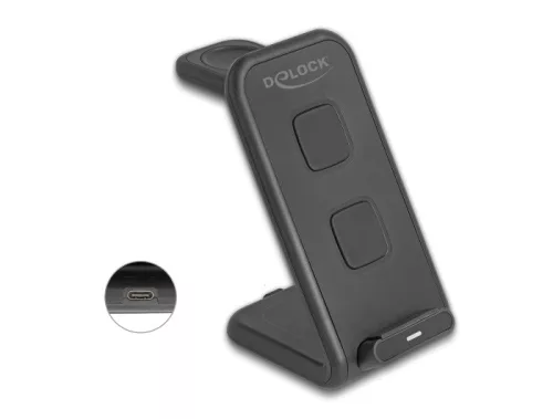 Delock vezeték nélküli töltő 3 az 1-ben 2 töltőtekerccsel 5 W / 5 W / 15 W (DL-66941)