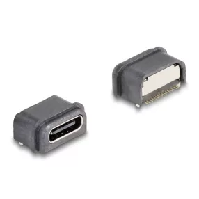   Delock M12 A-kódolt adapter 8 tűs anya - RJ45 anya Cat.5e beszerelő mélyedéssel, 90 -ban hajlított, narancssárga színű (DL-66947)