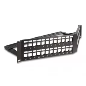   Delock 19  Keystone Patch Panel 48 port húzásmentesítővel, 2U ferde fekete (DL-66977)