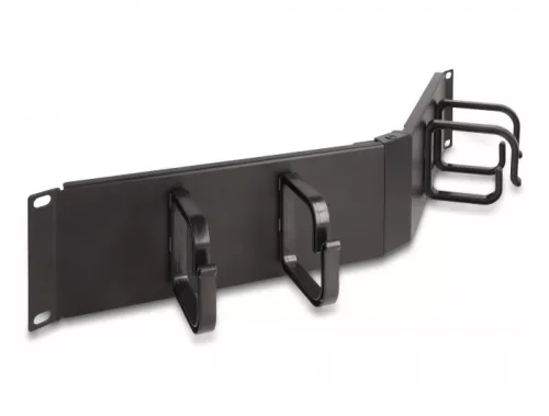Delock 19  kábel rendező útvonal panel 4 hurokkal, 2U hajlított fekete (DL-66978)