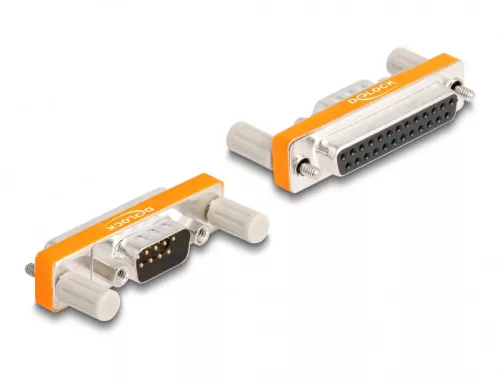 Delock Adapter D-Sub 9 tűs apa csavaranyákkal - D-Sub 25 tűs anya csavarokkal (DL-66982)