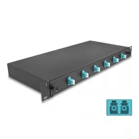   Delock 19  optikai szálösszefűző doboz 6 db. LC Duplex OM3 1U teljes elrendezés kész az összefűzésre (DL-66998)