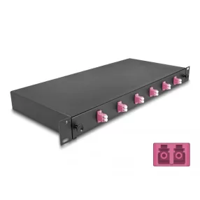   Delock 19  optikai szálösszefűző doboz 6 db. LC Duplex OM4 1U teljes elrendezés kész az összefűzésre (DL-66999)