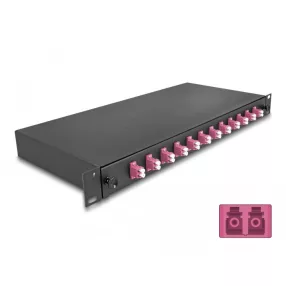   Delock 19  optikai szálösszefűző doboz 12 db. LC Duplex OM4 1U teljes elrendezés kész az összefűzésre (DL-67005)