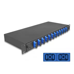   Delock 19  optikai szálösszefűző doboz 12 db. SC Duplex OS2 1U teljes elrendezés kész az összefűzésre (DL-67006)