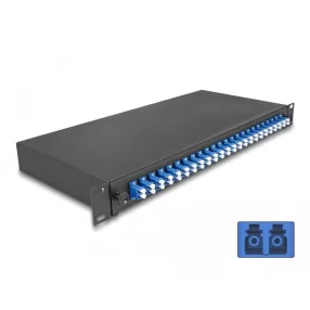   Delock 19  optikai szálösszefűző doboz 24 db. LC Duplex OS2 1U teljes elrendezés kész az összefűzésre (DL-67009)