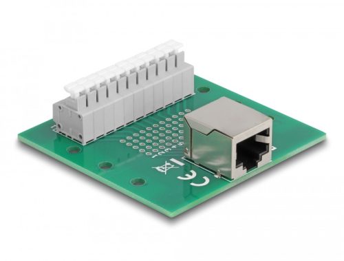Delock RJ50 anya - Terminal block nyomógombbal DIN sínhez