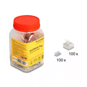   Delock RJ45 Moduláris csatlakozó Cat.6A vékony és lapos kábelekre 100 db.-os szett (DL-67019)