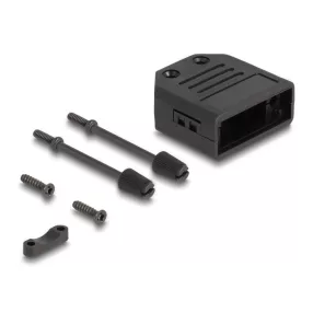   Delock D-Sub foglalat 9 tűs apa / anya műanyag kerethez feszültség csökkentő fekete (DL-67026)