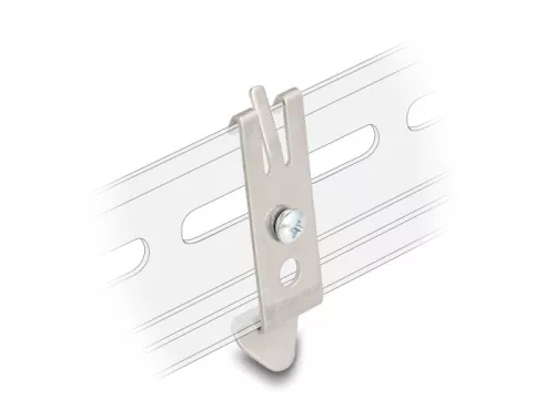 Delock Beépítési tartó 35 mm-es DIN sínhez 2 rögzítő lyukkal és T3 önmetsző rögzítő csavarral (DL-67041)