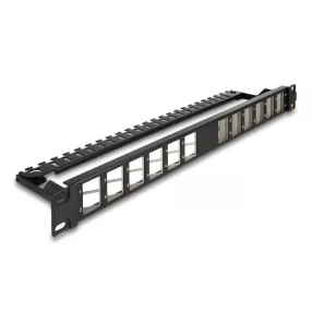   Delock 19  Keystone patch panel 24 porttal hajlított húzásmentesített fekete (DL-67042)