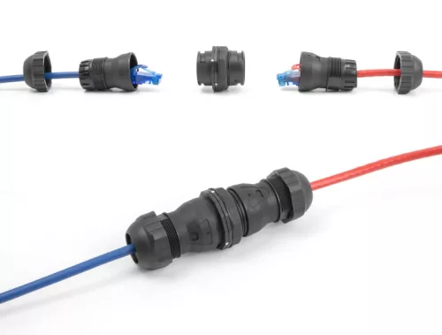 Delock Kábel csatlakoztató RJ45 anya - RJ45 anya Cat.6A IP68 por és vízhatlan (DL-67044)