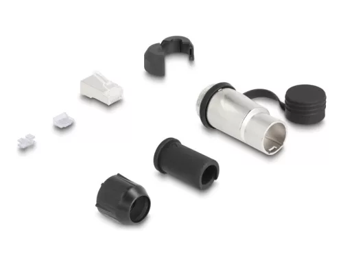 Delock RJ45 moduláris dugasz Cat.6A átvezető csatolóval és védősapkával (DL-67056)