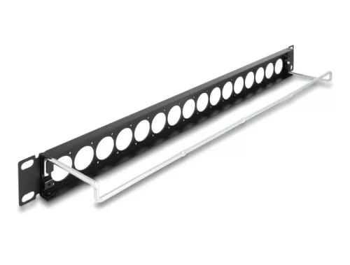 Delock 19  D-típusú patch panel húzásmentesítéssel, 16 porttal 1U fekete (DL-67058)