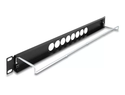 Delock 19  D-típusú patch panel húzásmentesítéssel és 8 porttal középen 1U fekete (DL-67060)