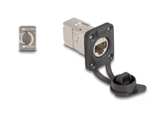 Delock D-típusú RJ45 beépített csatlakozó LSA kapcsolattal Cat.6A STP védősapkával IP66 por- és vízbiztos (DL-67063)