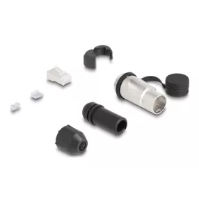   Delock RJ45 moduláris dugasz Cat.6A átvezető csatolóval és védősapkával IP66 por- és vízbiztos (DL-67067)