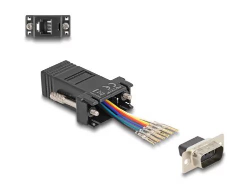 Delock D-Sub 9-tűs dugó   RJ12 anya összekötő adapter fekete (DL-67072)