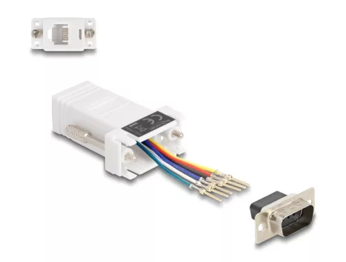 Delock D-Sub 9-tűs dugó   RJ12 anya összekötő adapter fehér (DL-67073)